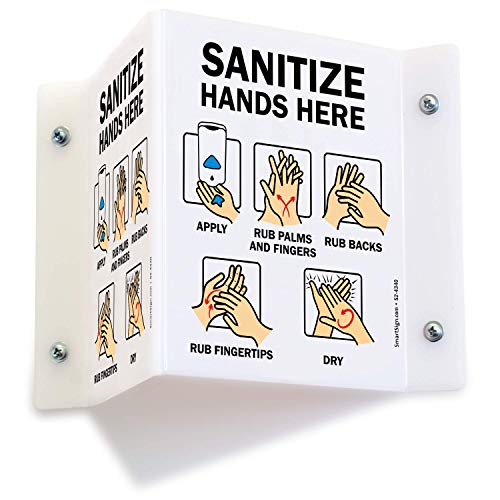 SmartSign Sanitize Hands כאן שלט ההקרנה | 5 x 6 אקריליק